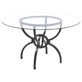 Best Furniture Outlet - Coaster - Aviano Round 48-inch Glass Top Metal Dining Table Gunmetal - 108291BG