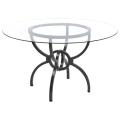 Best Furniture Outlet - Coaster - Aviano Round 48-inch Glass Top Metal Dining Table Gunmetal - 108291BG