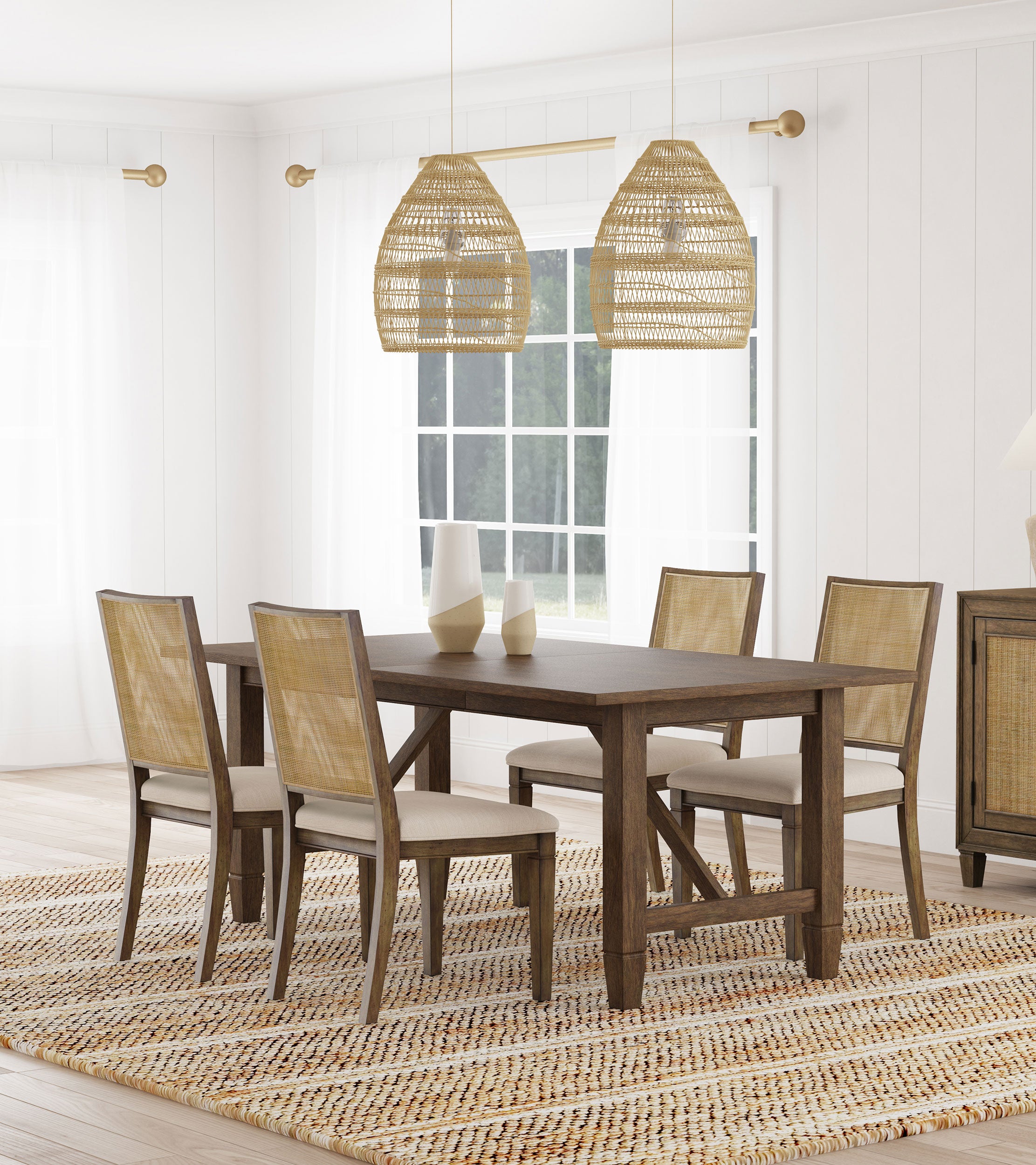 Best Furniture Outlet - Coaster - Matisse 5-piece Rectangular Dining Table Set Light Brown - 108311-S5