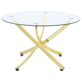 Best Furniture Outlet - Coaster - Beckham Round 46-inch Glass Top Dining Table Brass - 108441