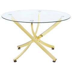 Best Furniture Outlet - Coaster - Beckham Round 46-inch Glass Top Dining Table Brass - 108441