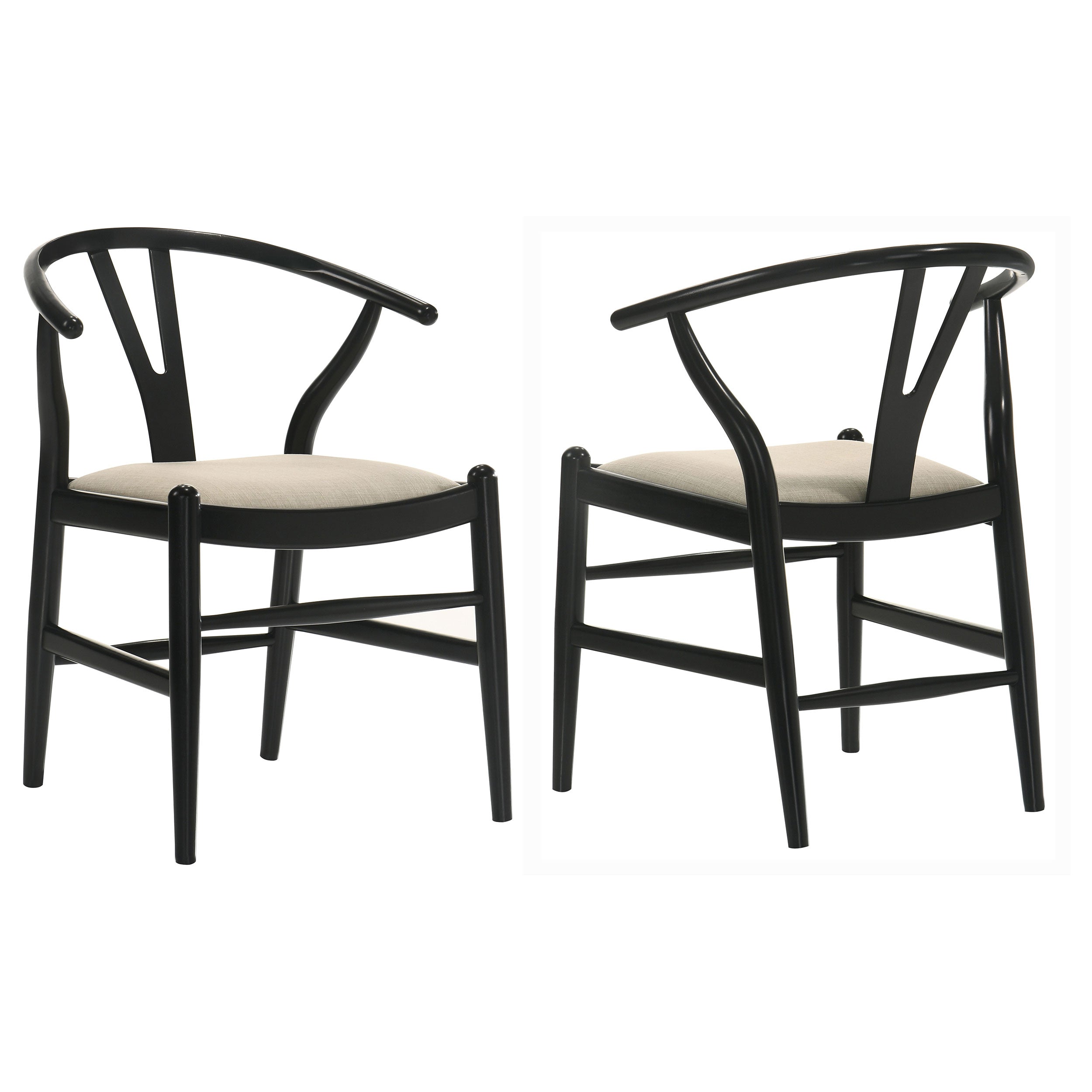 Best Furniture Outlet - Coaster - Crestmont Wood Wishbone Dining Side Chair Black (Set of 2) - 108482