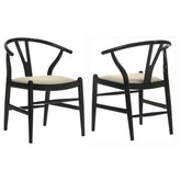 Best Furniture Outlet - Coaster - Crestmont Wood Wishbone Dining Side Chair Black (Set of 2) - 108482
