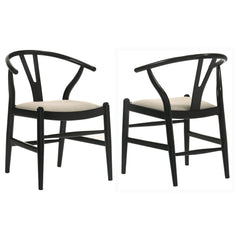 Best Furniture Outlet - Coaster - Crestmont Wood Wishbone Dining Side Chair Black (Set of 2) - 108482
