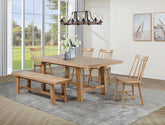 Best Furniture Outlet - Coaster - Middleton 6-piece Extension Leaf Dining Set Natural Brown - 108540-S6N