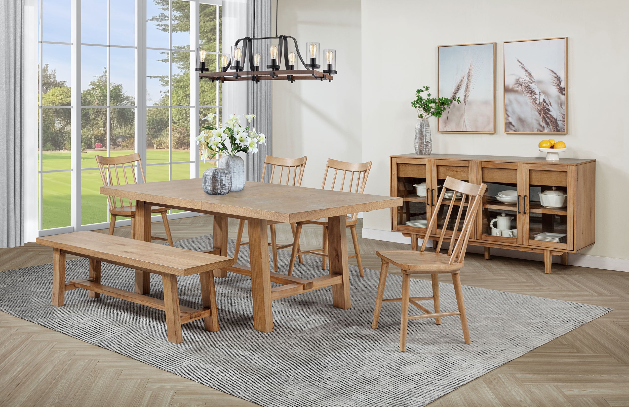 Best Furniture Outlet - Coaster - Middleton 6-piece Extension Leaf Dining Set Natural Brown - 108540-S6N