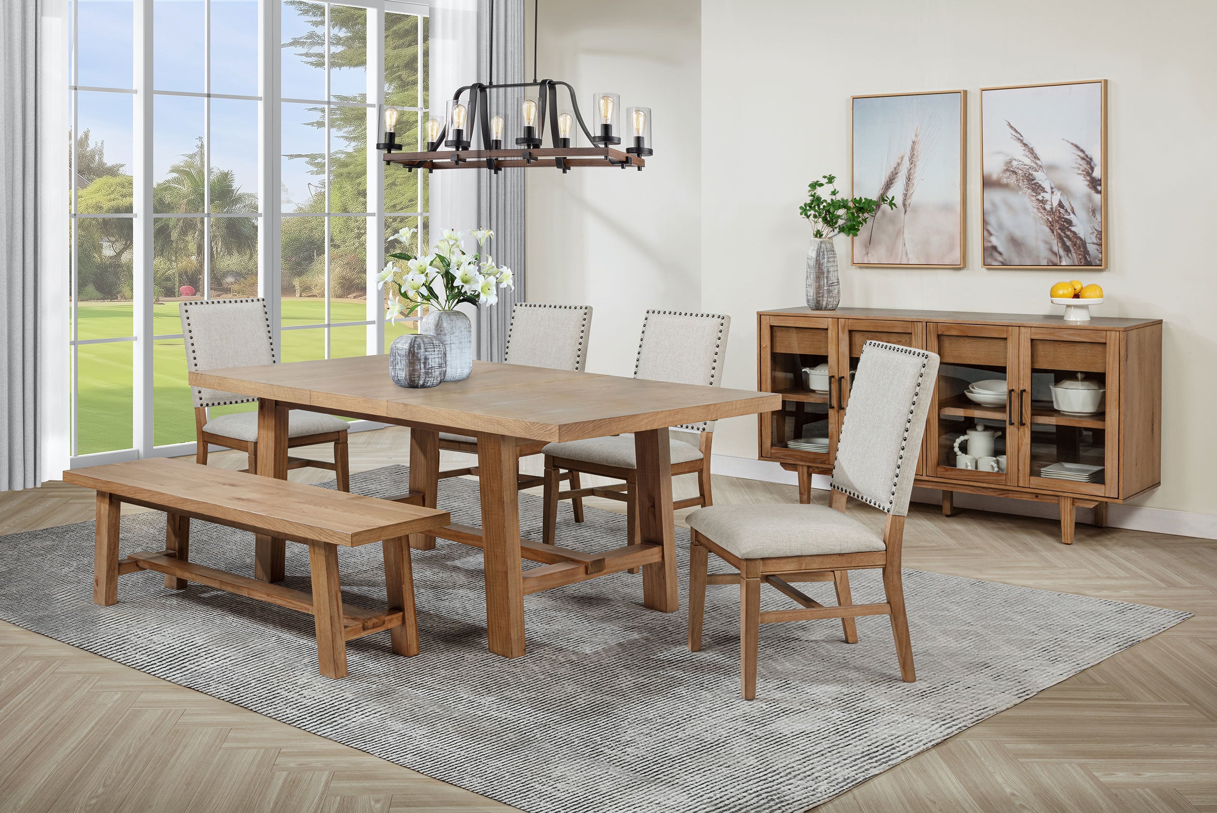 Best Furniture Outlet - Coaster - Middleton 6-piece Extension Leaf Dining Set Brown and Beige - 108540-S6