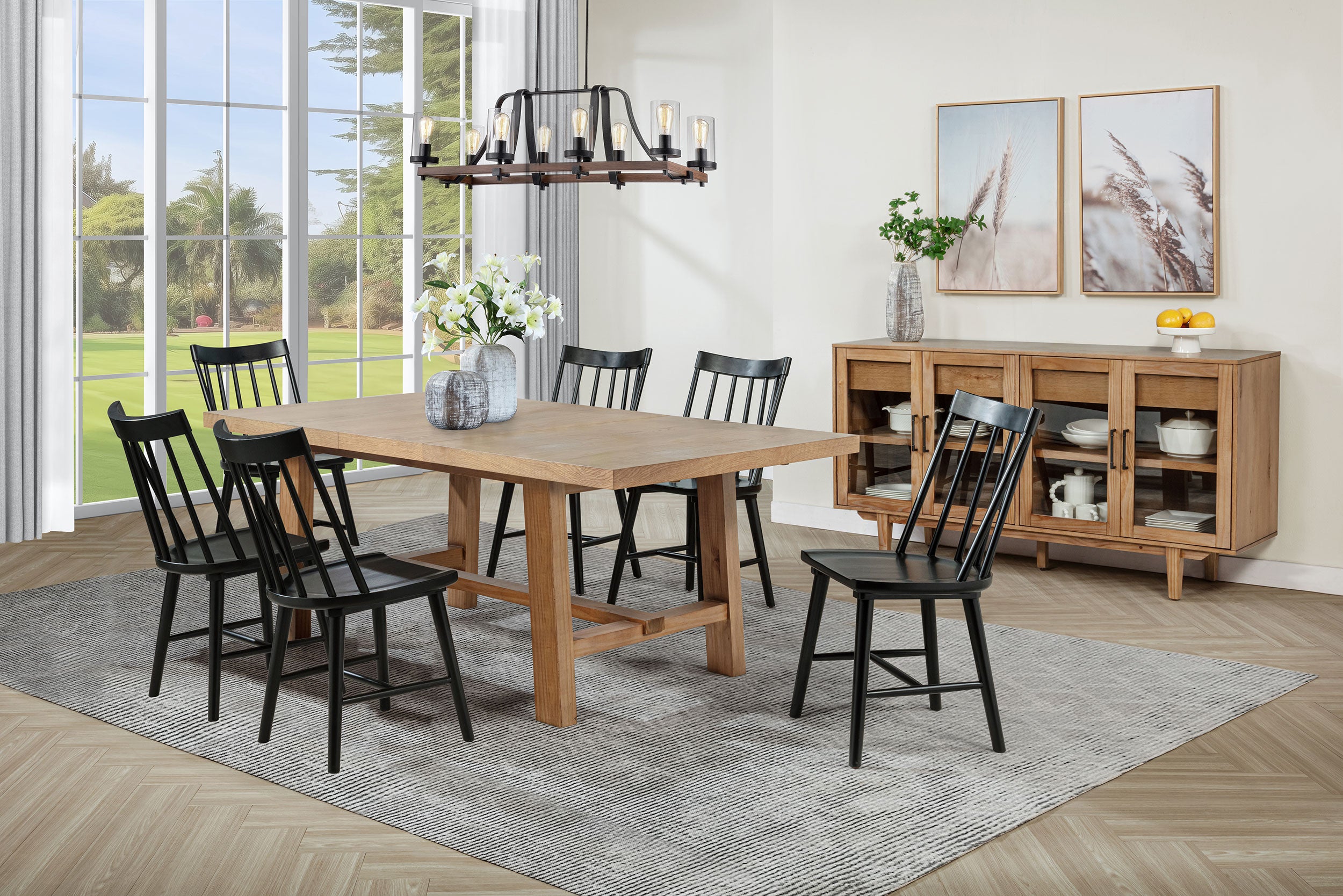 Best Furniture Outlet - Coaster - Middleton 7-piece Extension Leaf Dining Set Brown and Black - 108540-S7B