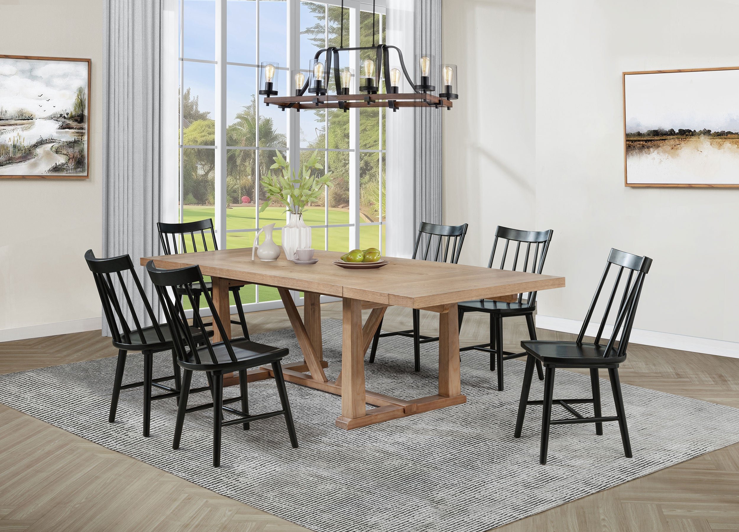 Best Furniture Outlet - Coaster - Middleton 7-piece Extension Leaf Dining Set Brown and Black - 108541-S7B