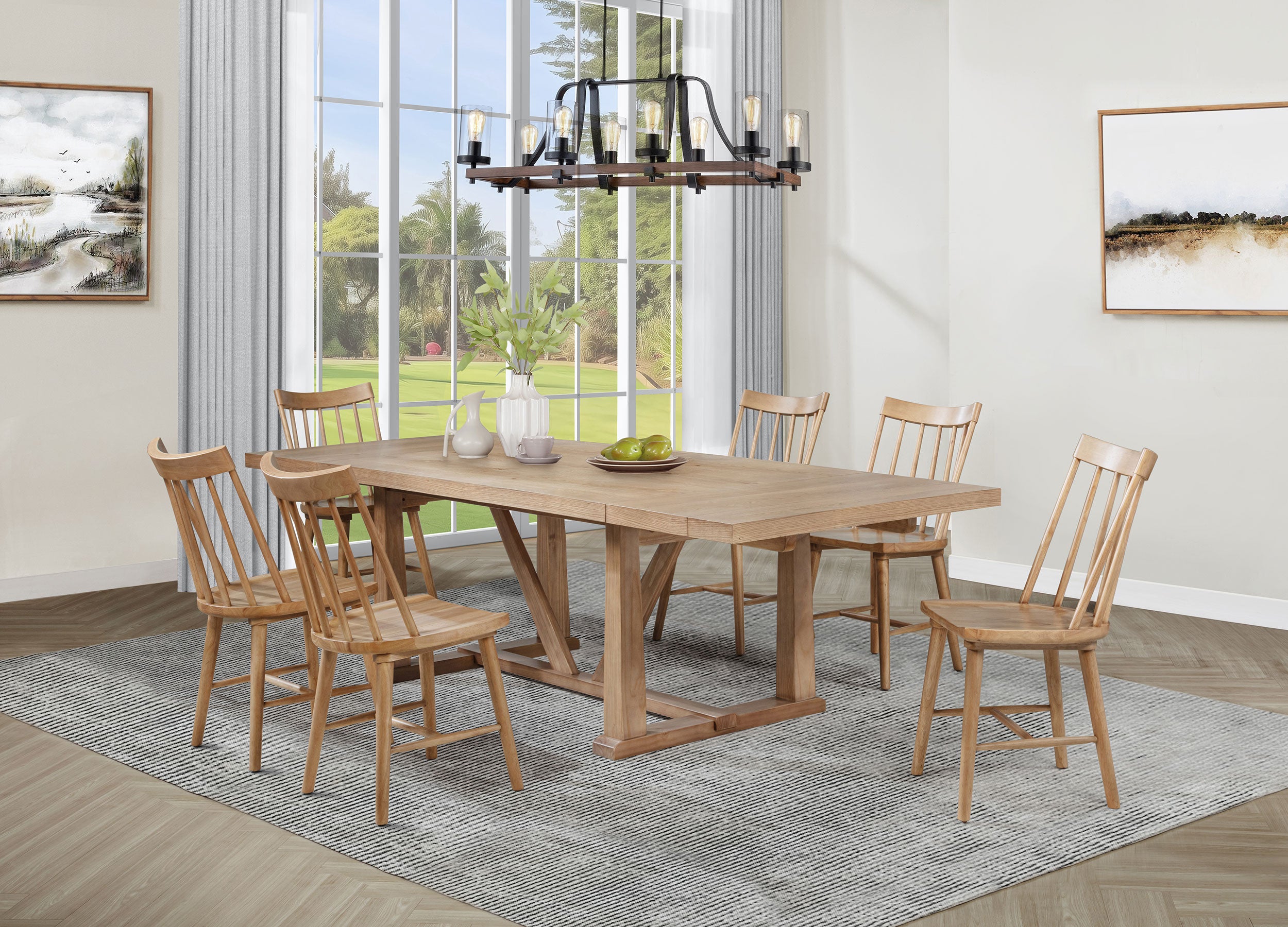 Best Furniture Outlet - Coaster - Middleton 7-piece Extension Leaf Dining Set Natural Brown - 108541-S7N