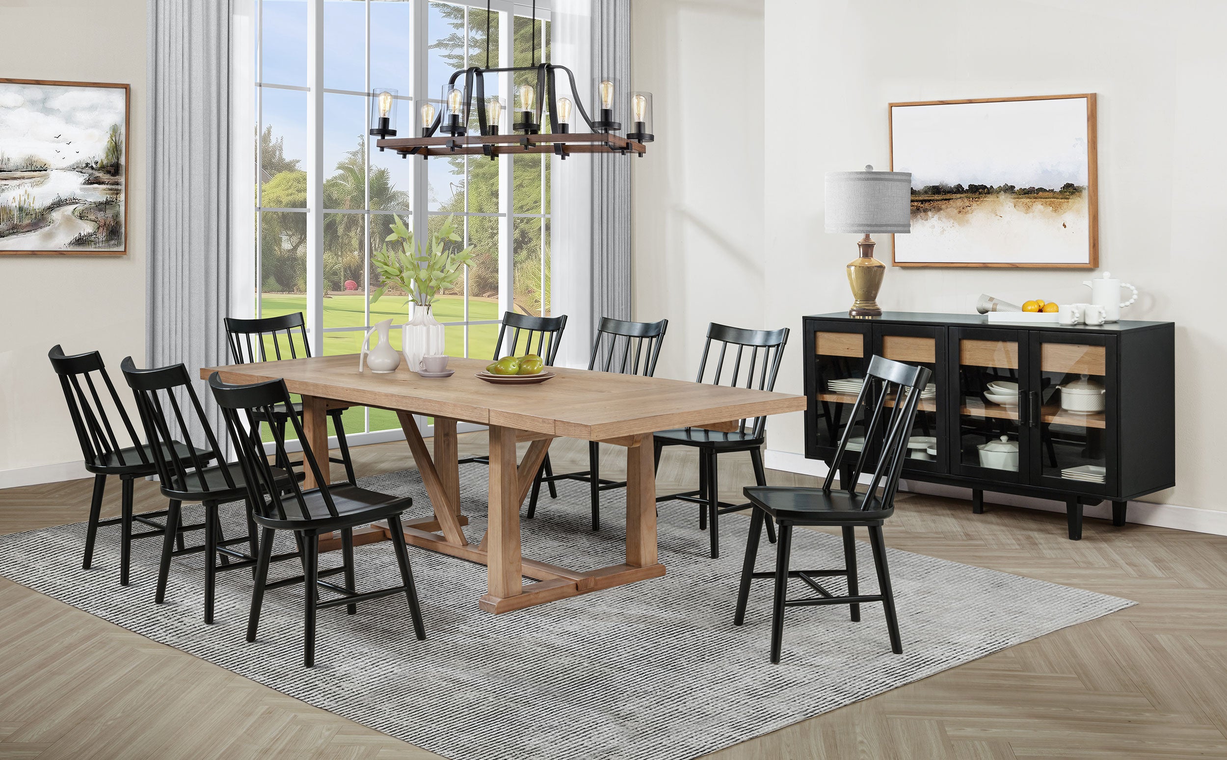 Best Furniture Outlet - Coaster - Middleton 9-piece Extension Leaf Dining Set Brown and Black - 108541-S9B