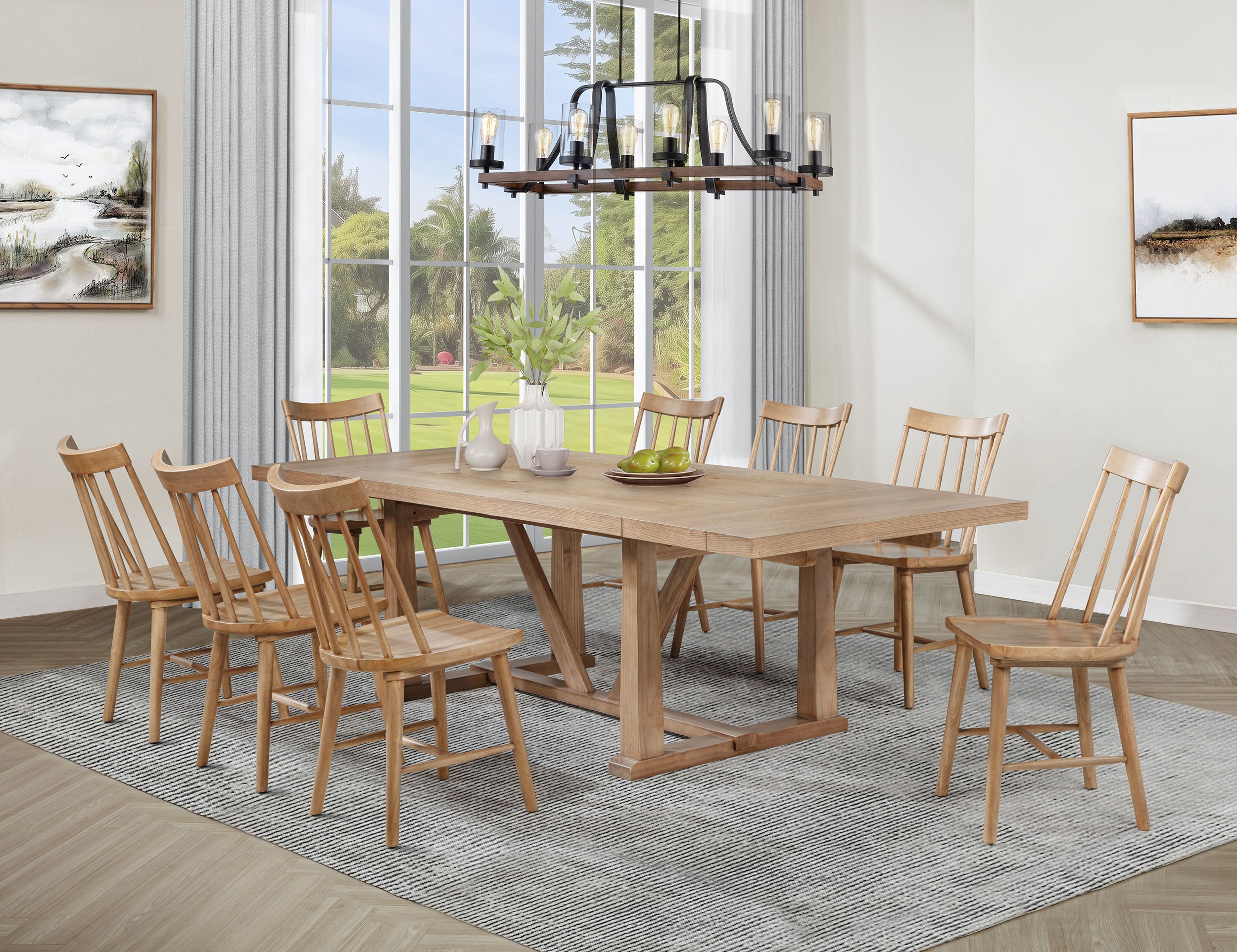 Best Furniture Outlet - Coaster - Middleton 9-piece Extension Leaf Dining Set Natural Brown - 108541-S9N