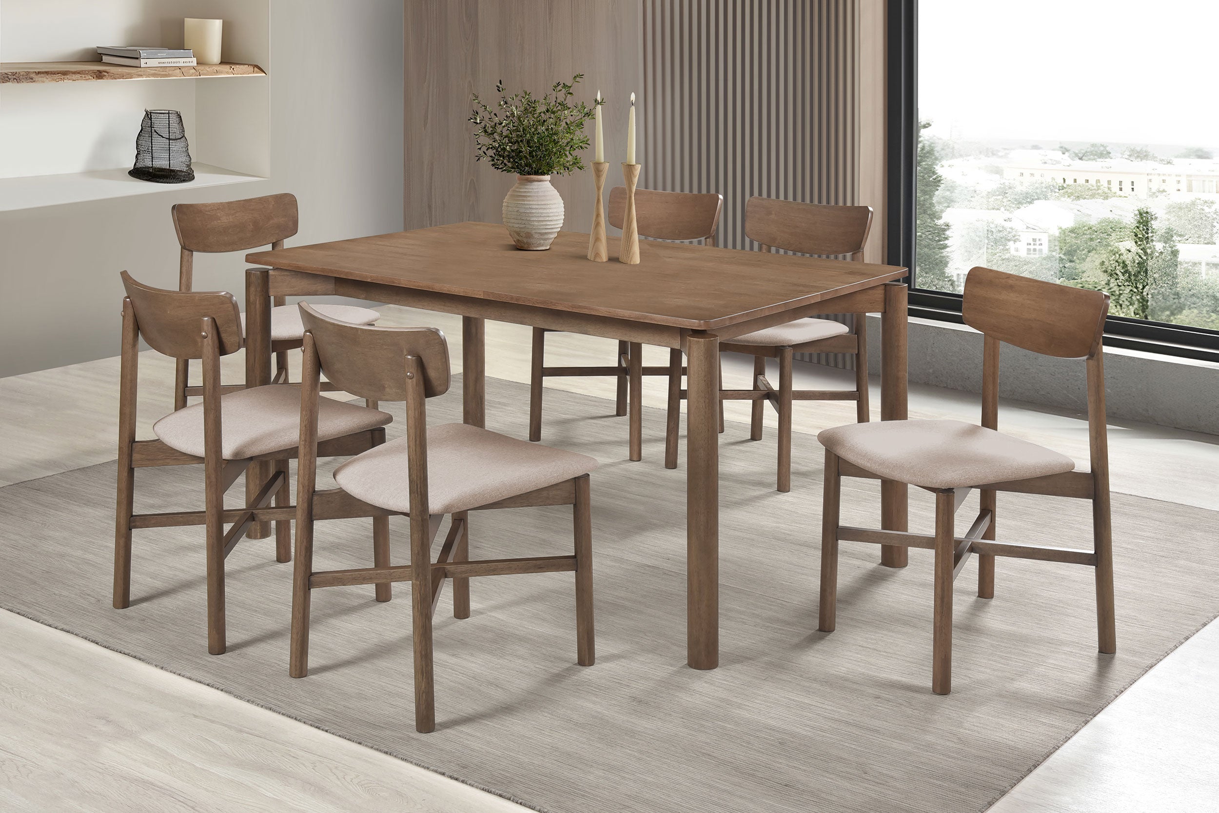 Best Furniture Outlet - Coaster - Parkridge 7-piece 59-inch Wood Dining Set Natural Walnut - 108561-S7