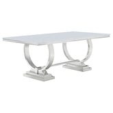 Best Furniture Outlet - Coaster - Antoine Rectangular 95-inch Glass Top Dining Table White - 108811