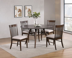 Best Furniture Outlet - Coaster - Everton 5-piece Round 53-inch Dining Table Set Dark Walnut - 108891-S5