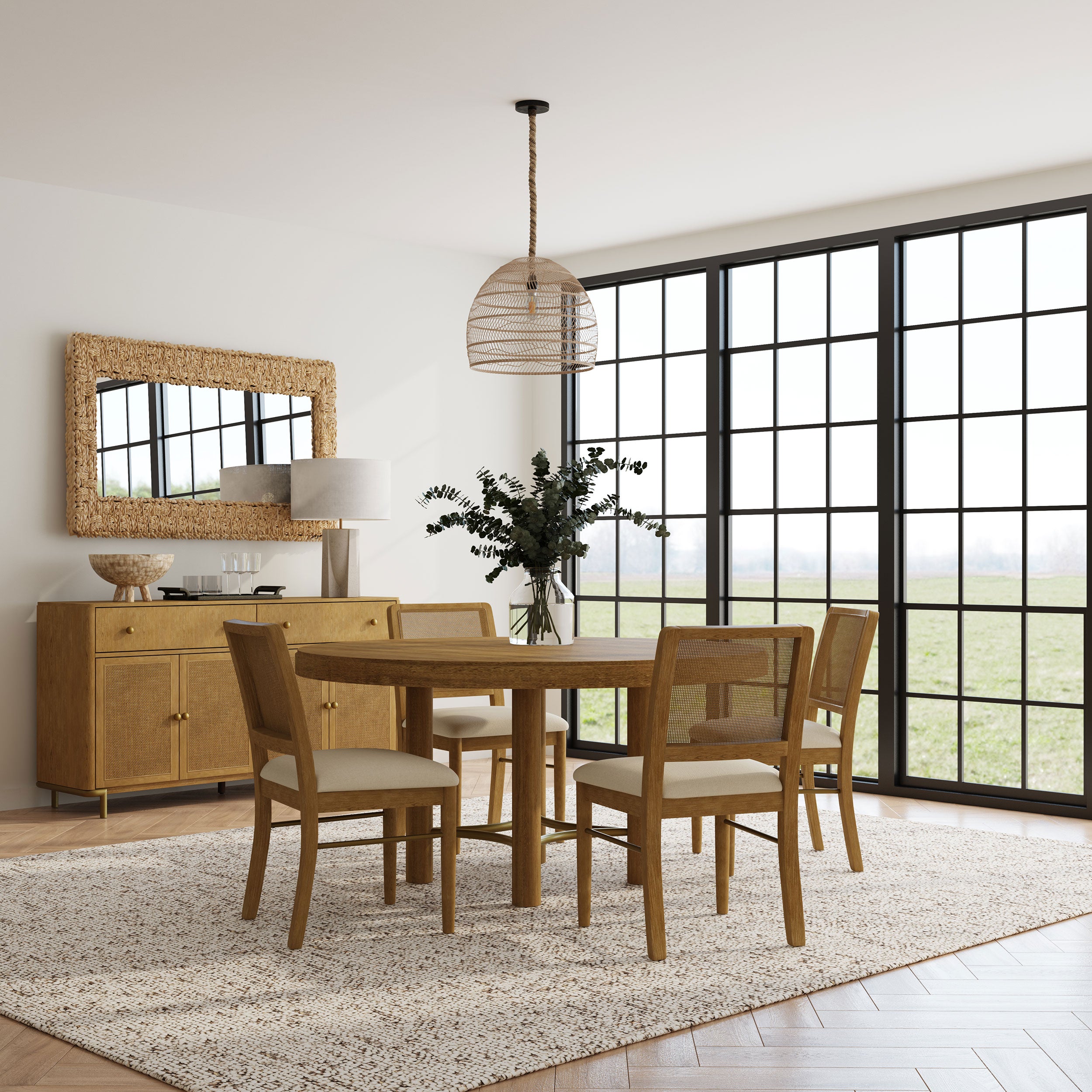 Best Furniture Outlet - Coaster - Arini 5-piece Round Dining Room Table Set Sand Wash - 108930-S5W