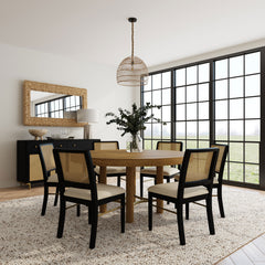 Best Furniture Outlet - Coaster - Arini 7-piece Round Dining Table Set Sand Wash and Black - 108930-S7B