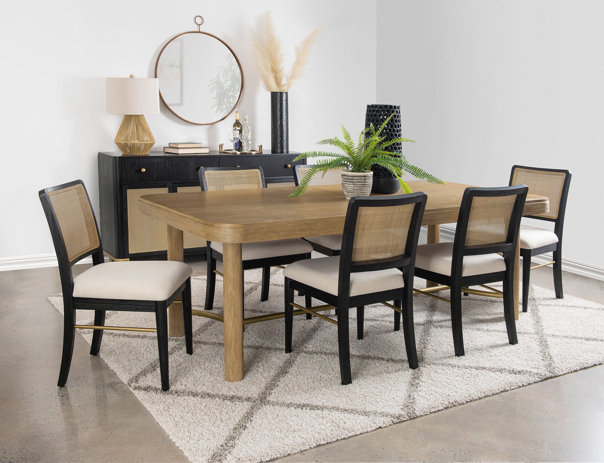Best Furniture Outlet - Coaster - Arini 7-piece Extension Leaf Dining Table Set Black - 108931-S7B