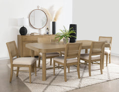 Best Furniture Outlet - Coaster - Arini 7-piece Extension Leaf Dining Table Set Sand Wash - 108931-S7W