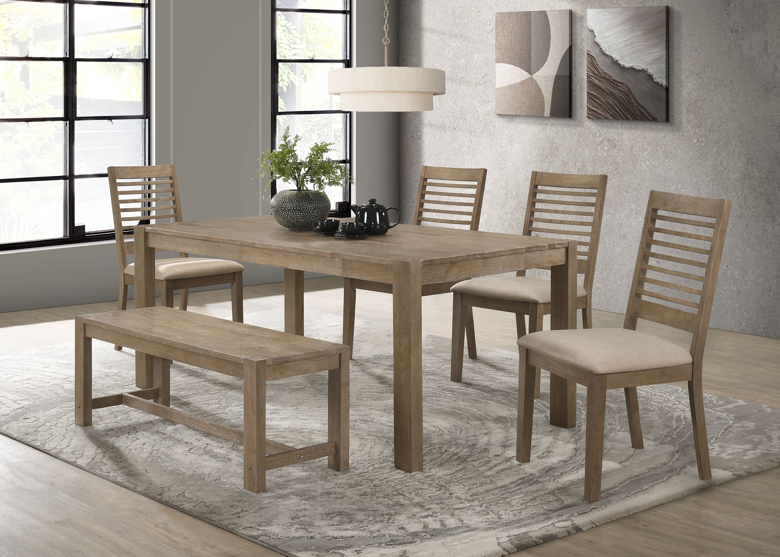 Best Furniture Outlet - Coaster - Scottsdale 6-piece Rectangular Dining Set Brown Washed - 109181-S6