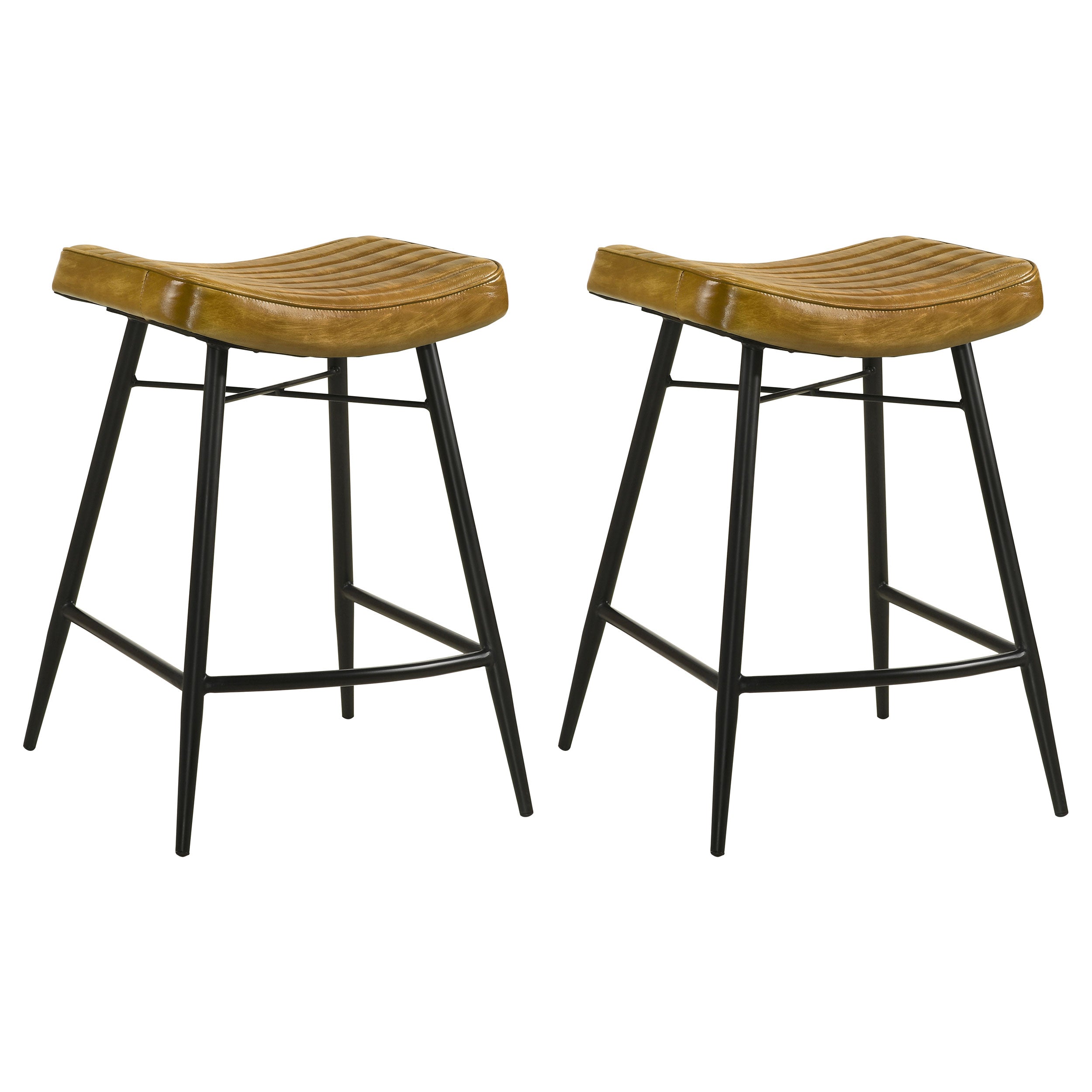 Best Furniture Outlet - Coaster - Bayu Leather Upholstered Counter Stool Camel (Set of 2) - 109248