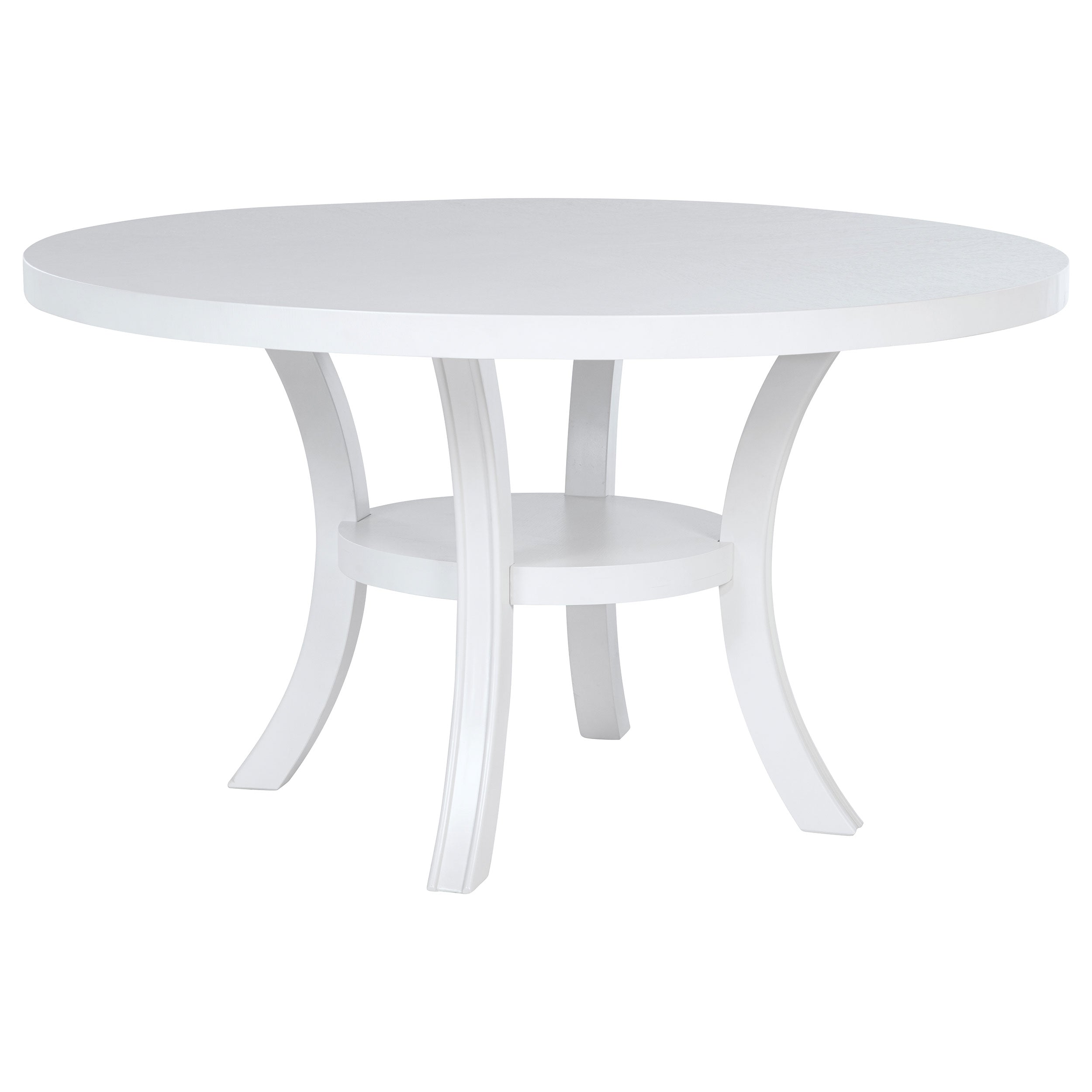 Best Furniture Outlet - Coaster - Judd 54-inch Round Dining Wood Table with Shelf Pearl White - 109330