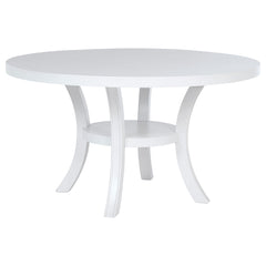 Best Furniture Outlet - Coaster - Judd 54-inch Round Dining Wood Table with Shelf Pearl White - 109330