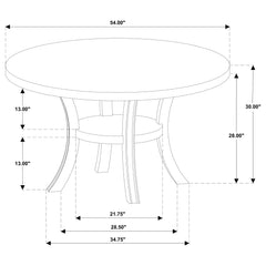 Judd 54-inch Round Dining Wood Table with Shelf Pearl White