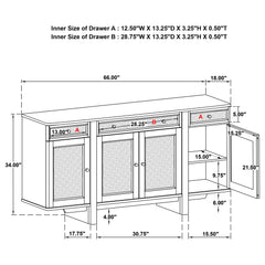 Kailani 4-door Cane Sideboard Buffet Cabinet Beige Oak