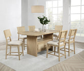 Best Furniture Outlet - Coaster - Kailani 7-piece Wood Counter Height Dining Set Beige Oak - 109388-S7