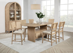 Best Furniture Outlet - Coaster - Kailani 7-piece Wood Counter Height Dining Set Beige Oak - 109388-S7