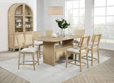 Best Furniture Outlet - Coaster - Kailani 8-piece Counter Dining Set with Cabinet Beige Oak - 109388-S8
