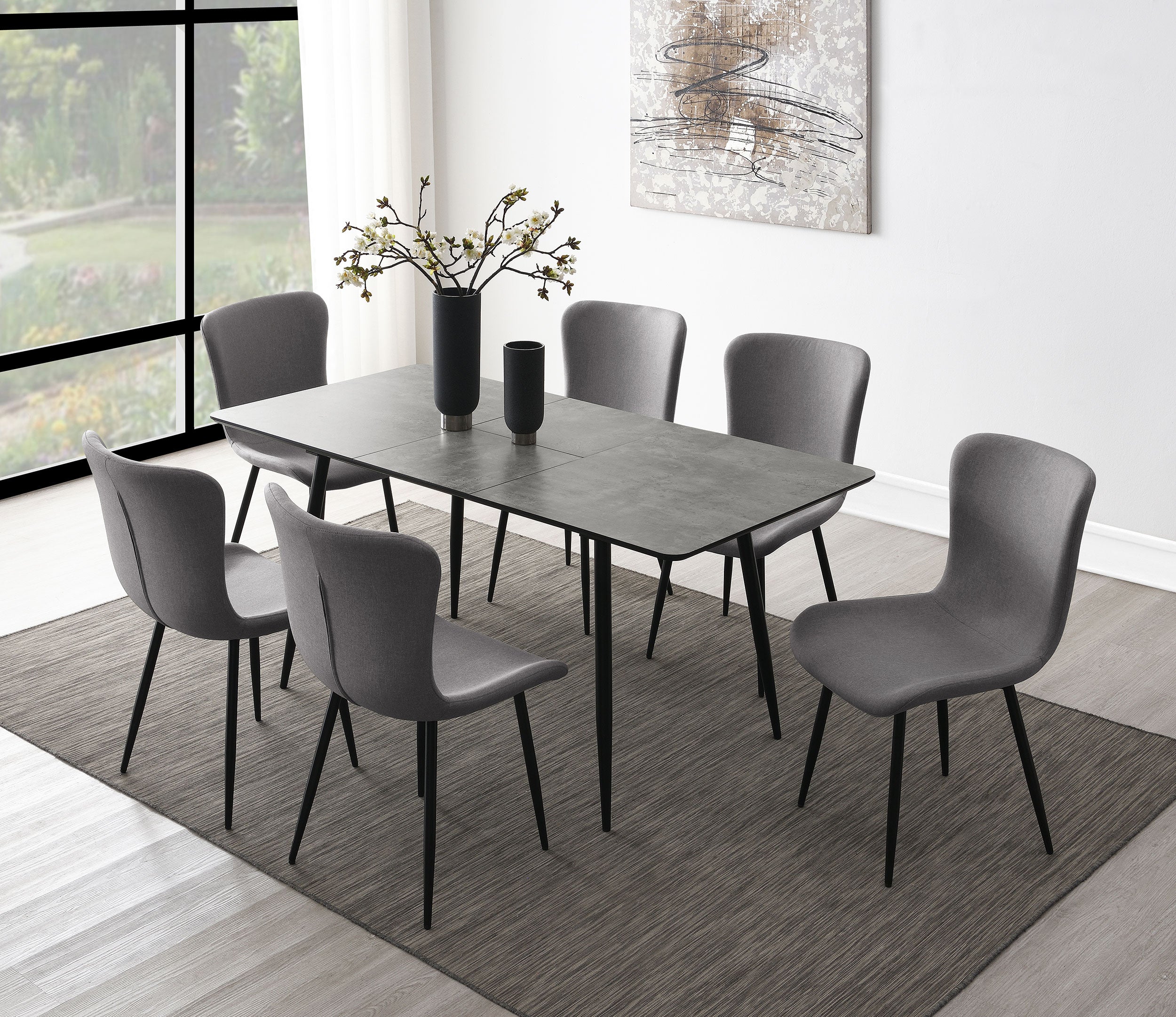 Best Furniture Outlet - Coaster - Horizon 7-piece Dining Set with Extension Table Grey - 109391-S7