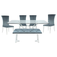 Beaufort 6-piece Rectangular Dining Set Chrome and Grey