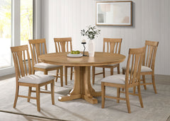Best Furniture Outlet - Coaster - Hartville 7-piece Round Dining Table Set Natural Light Brown - 109460-S7