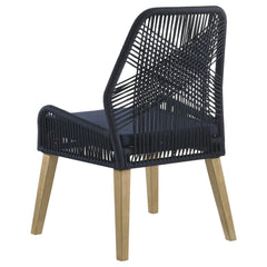 Nakia Woven Rope Dining Side Chairs Dark Navy (Set of 2)