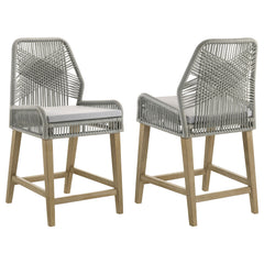 Best Furniture Outlet - Coaster - Nakia Woven Rope Counter Chair with Cushion Grey (Set of 2) - 110035