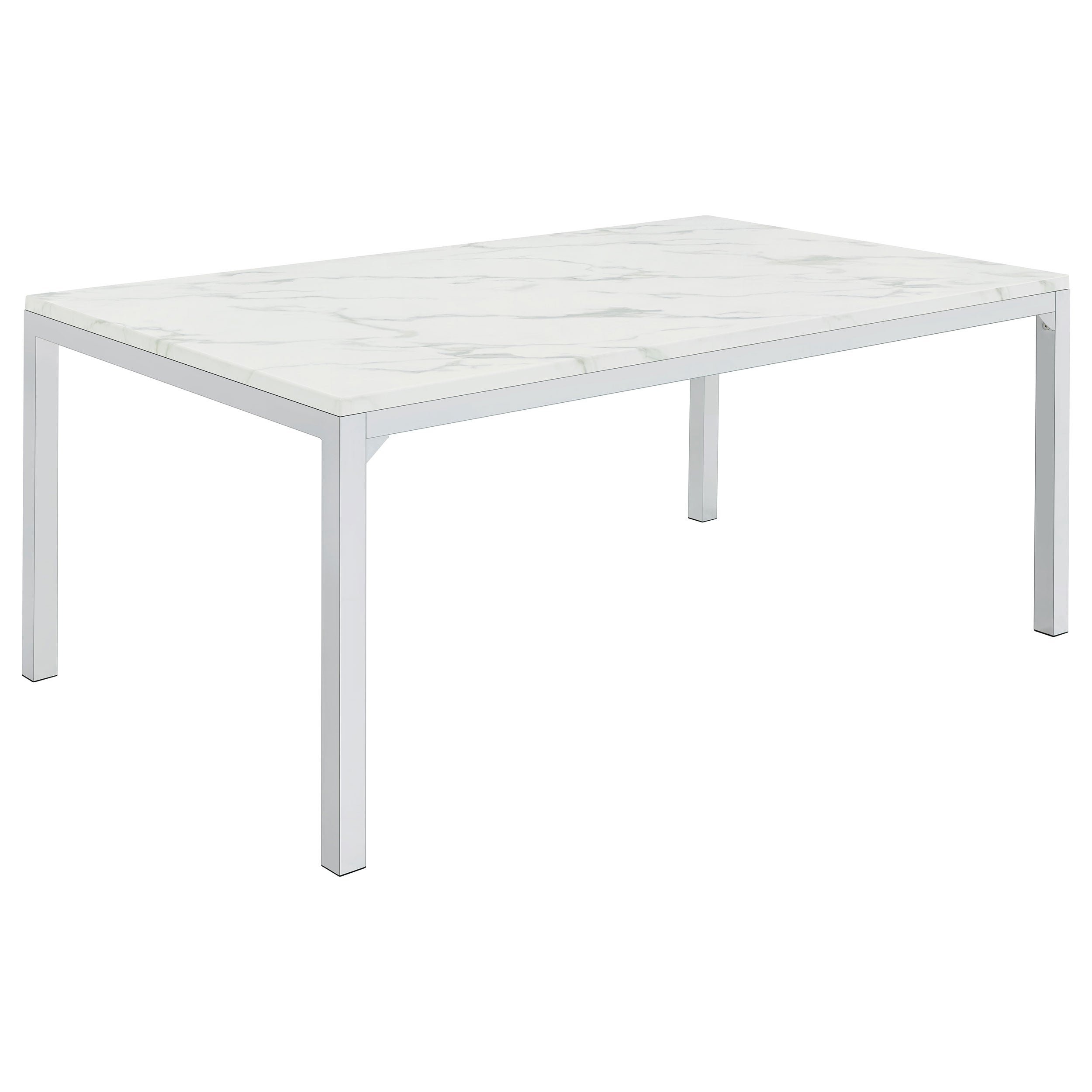 Best Furniture Outlet - Coaster - Athena Rectangular 64-inch Faux Marble Dining Table Chrome - 110101