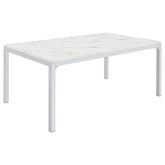 Best Furniture Outlet - Coaster - Athena Rectangular 64-inch Faux Marble Dining Table Chrome - 110101