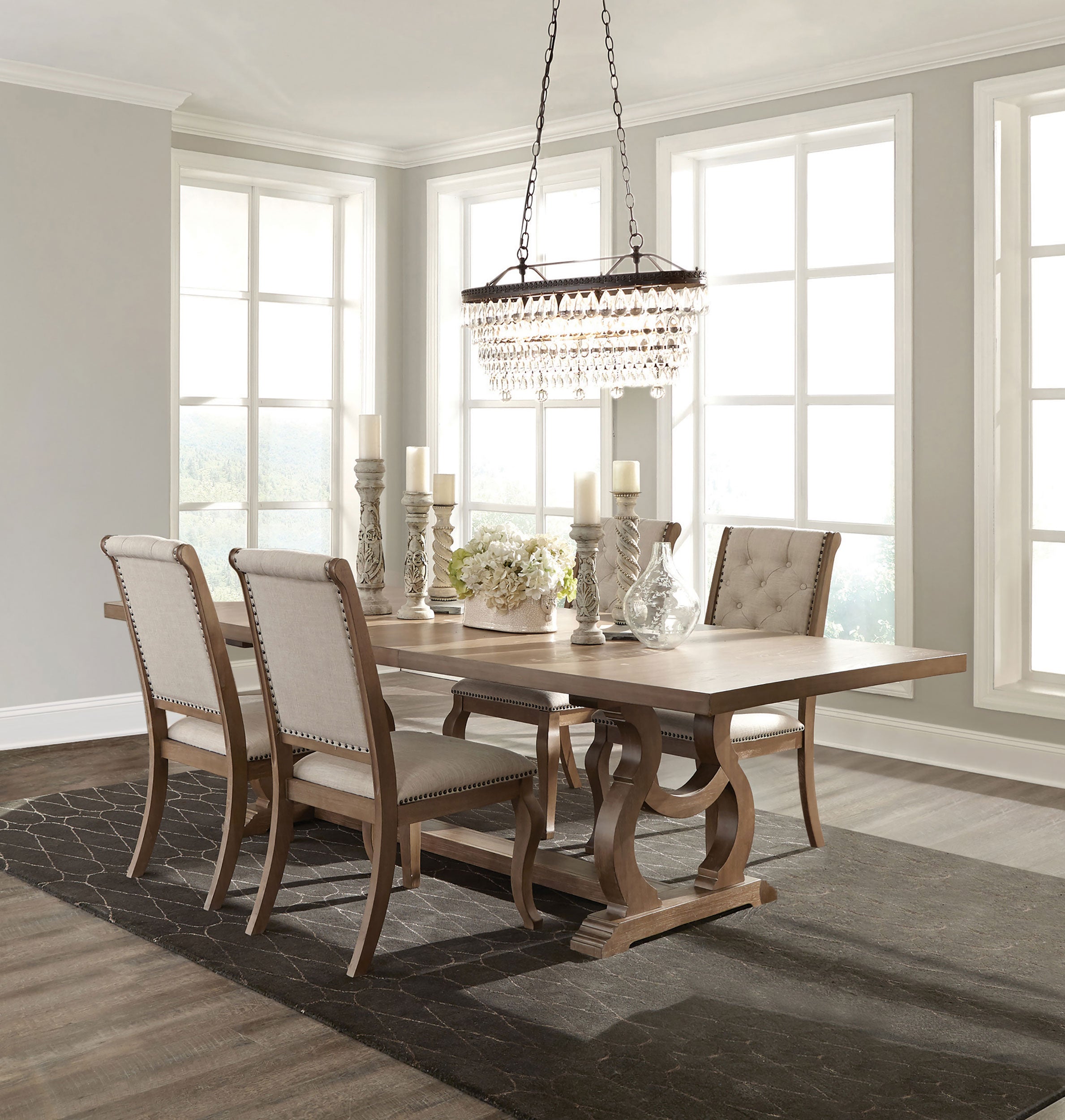 Best Furniture Outlet - Coaster - Brockway 5-piece Extension Leaf Dining Set Barley Brown - 110291-S5