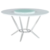 Best Furniture Outlet - Coaster - Abby Round 54-inch Lazy Susan Dining Table White High Gloss - 110321