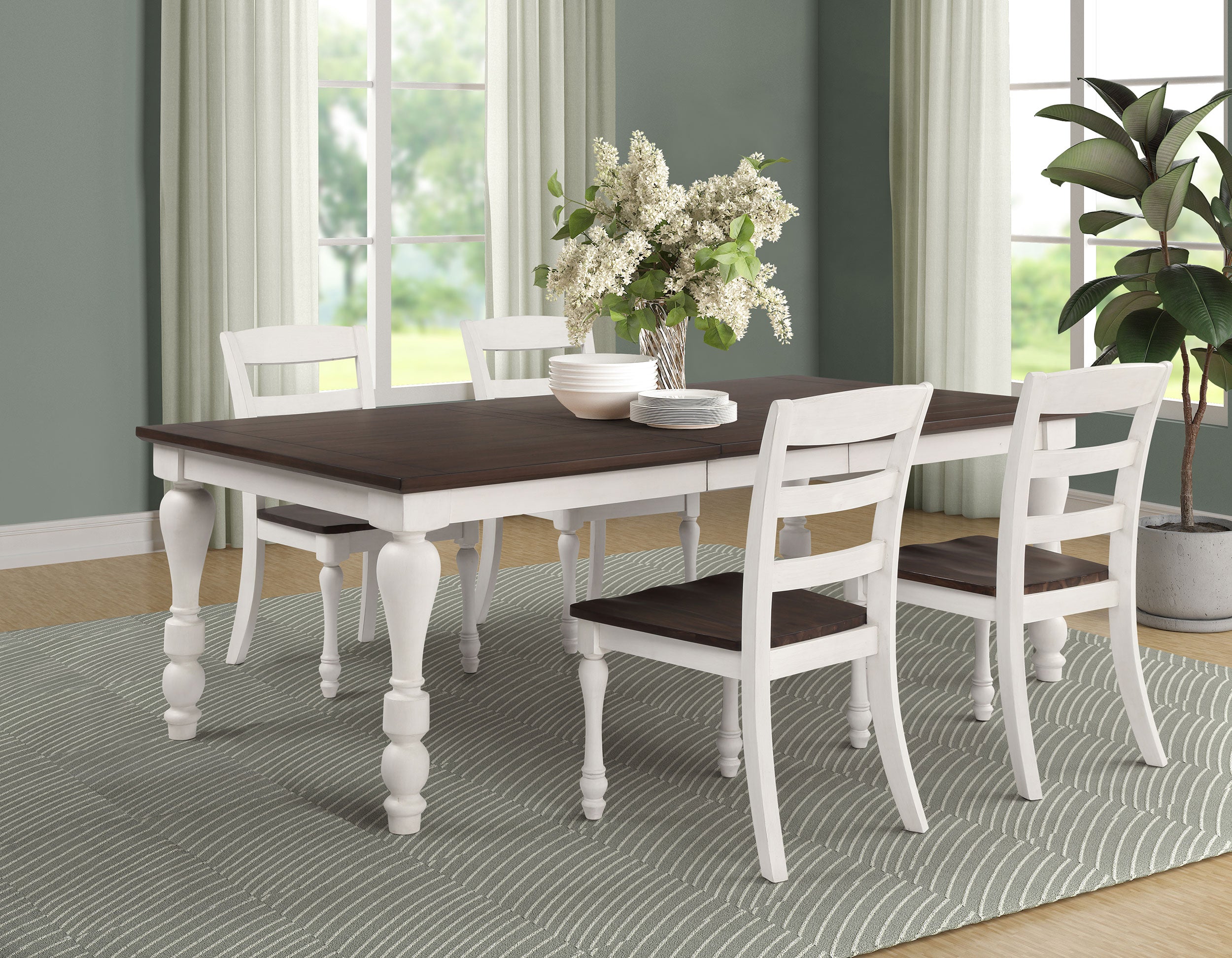 Best Furniture Outlet - Coaster - Madelyn 5-piece Rectangular Dining Table Set Coastal White - 110381-S5