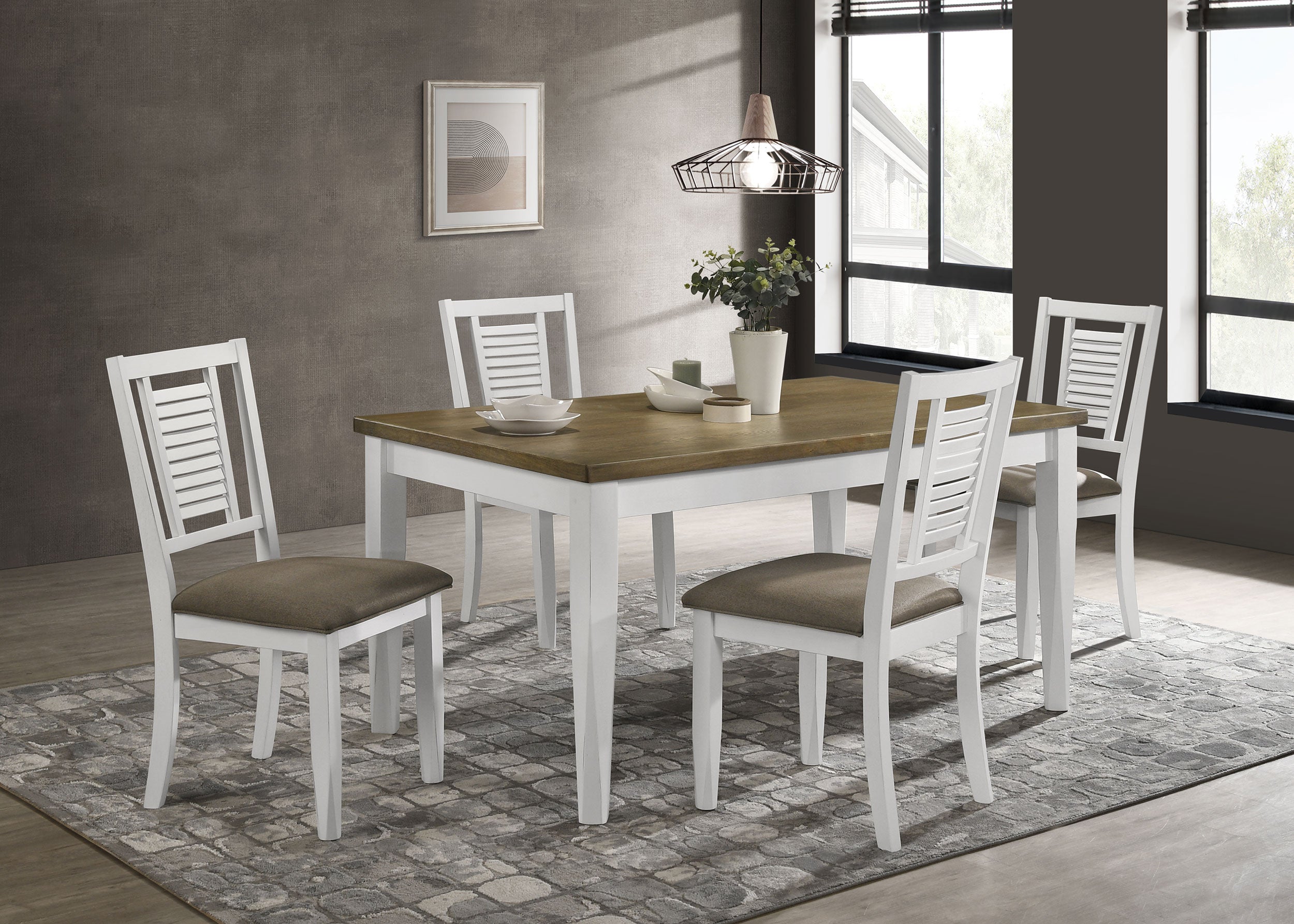 Best Furniture Outlet - Coaster - Appleton 5-piece Rectangular Dining Set Distressed White - 110411-S5