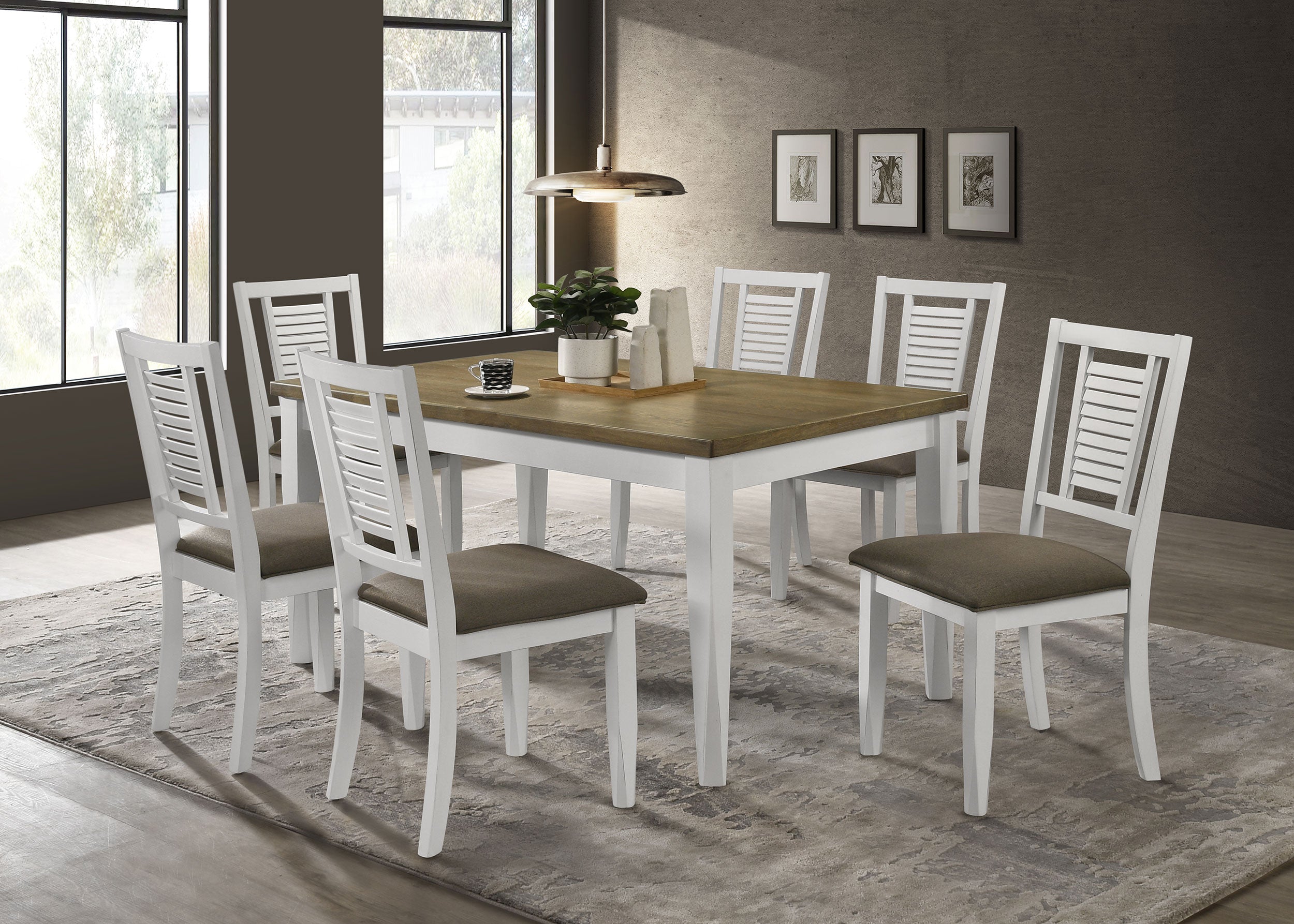 Best Furniture Outlet - Coaster - Appleton 7-piece Rectangular Dining Set Distressed White - 110411-S7