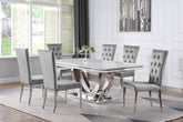 Best Furniture Outlet - Coaster - Kerwin 7-piece Rectangular Dining Table Set Grey and Chrome - 111101-S7G