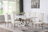 Best Furniture Outlet - Coaster - Kerwin 7-piece Rectangular Dining Table Set White and Chrome - 111101-S7W