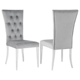 Best Furniture Outlet - Coaster - Kerwin Velvet Upholstered Dining Side Chair Grey (Set of 2) - 111103
