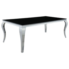 Carone 5-piece 81-inch Rectangular Black Glass Dining Set Blue