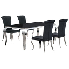 Carone 5-piece 81-inch Rectangular Black Glass Dining Set Black