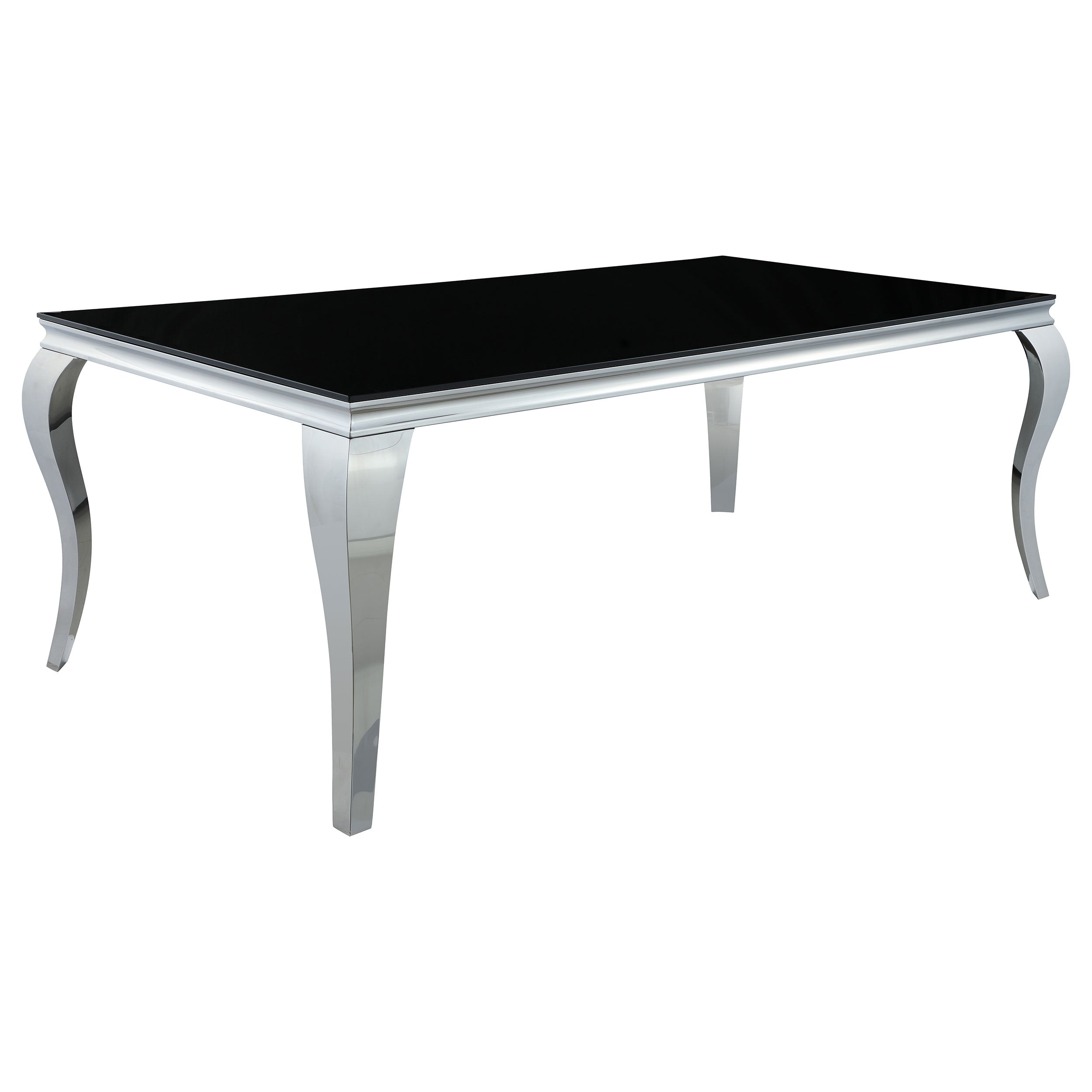Best Furniture Outlet - Coaster - Carone Rectangular 81-inch Glass Top Dining Table Black - 115071